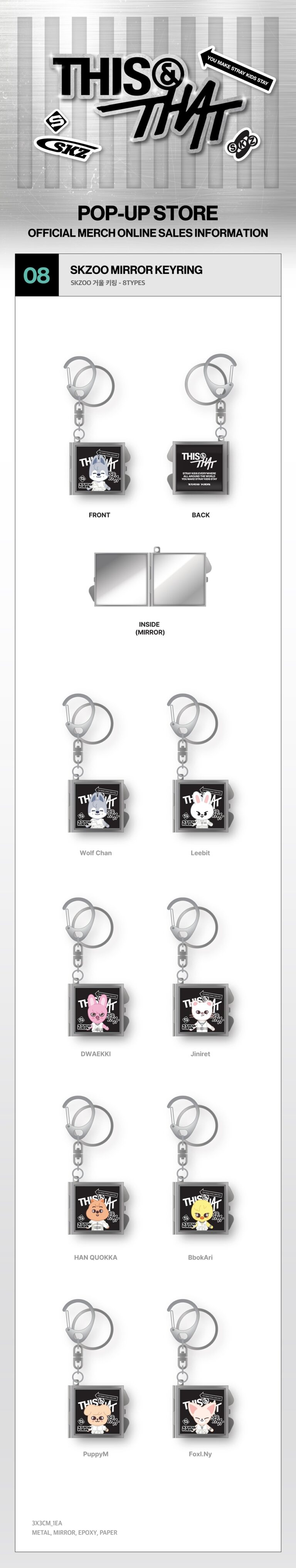 [1ST WEEK POB] SKZOO MIRROR KEYRING Stray Kids THIS & THAT MD - KpopB2B
